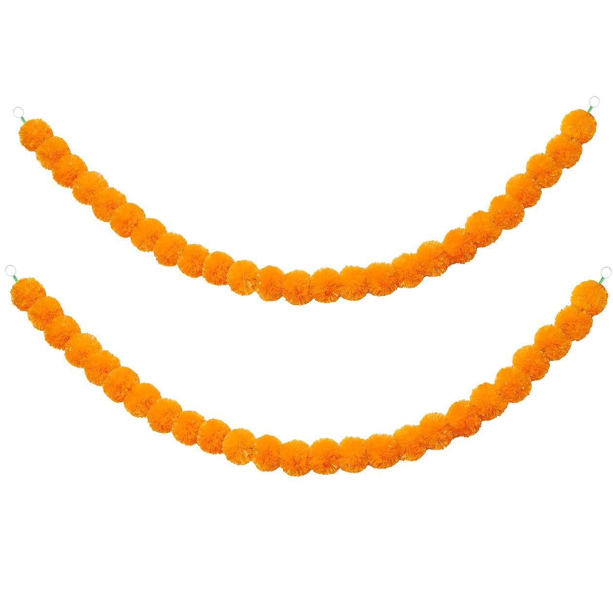 2Pack Diwali Decorations for House,5 Feet Marigold Flowers Garlands, Indian Decorations Light Orange Diwali Banner,Artificial Flowers for Decoration,Parties,Indian Weddings,Photo Prop, Diwali Festival
