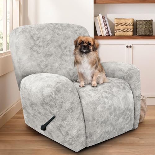 Image of ANARACHON Recliner Chair Covers Leather Look, 4 Pieces Recliner Covers Non Slip, Soft Slipcovers for Large Recliners, Furniture Protector Washable for Pets (1 Seater, 03 Light Beige)