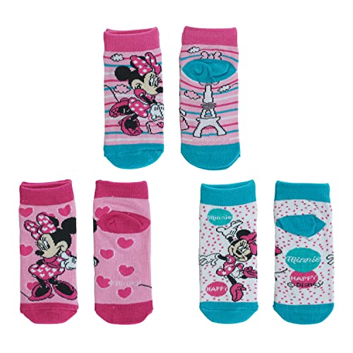 3 pares de calcetines tobilleros para niños, calcetines de Minnie Mouse para niñas, bonitos calcetines de Disney, accesorios de ropa de uso diario para niñas de 6 meses a 6 años, EU 19-22, One Size