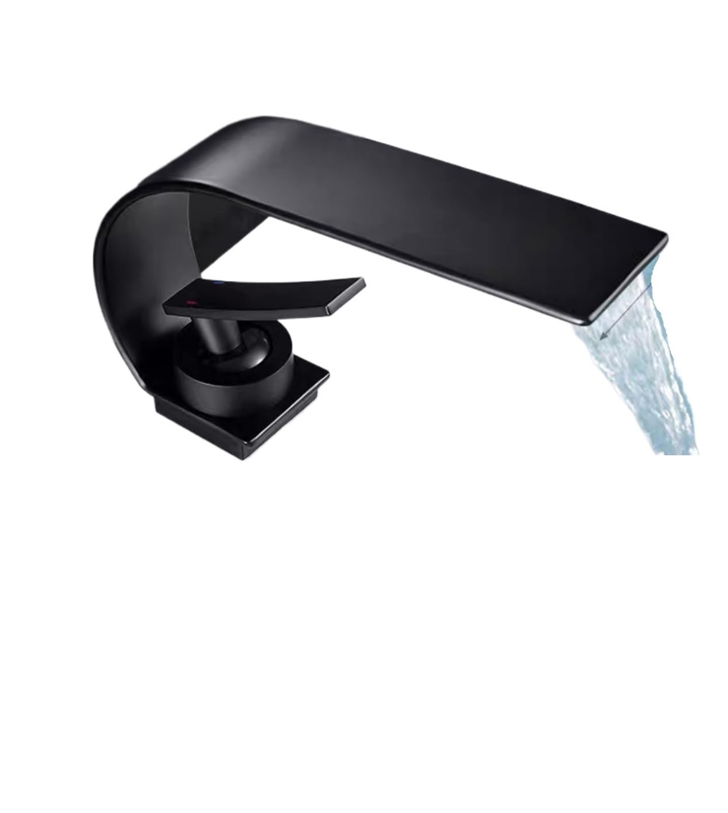 Grifo de lavabo negro con diseño curvo de acero inoxidable
