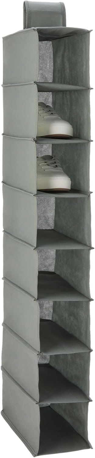 Amazon Basics 8-Tier Hanging Closet Shelf Shoe Organizer, 29.2 x 14 x 104.1 cm, Dark Grey