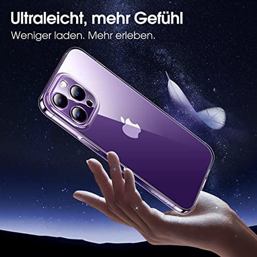 CASEKOO [100% Niemals Gelb Ultra Dünn & Ultra Klar für iPhone 14 Pro Hülle, 360°Militärschutz Handyhülle Lückenloser Kameraschutz Robuste Stabile Schutzhülle Extrem Slim Hard Case - Durchsichtig – Bild 5