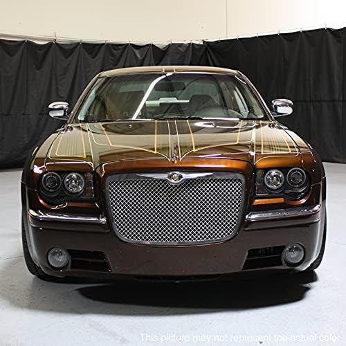 AKKON - For Chrysler 300C Sedan Halogen Type Black Bezel Dual LED Rings Design Projector Headlights Lamps Pair