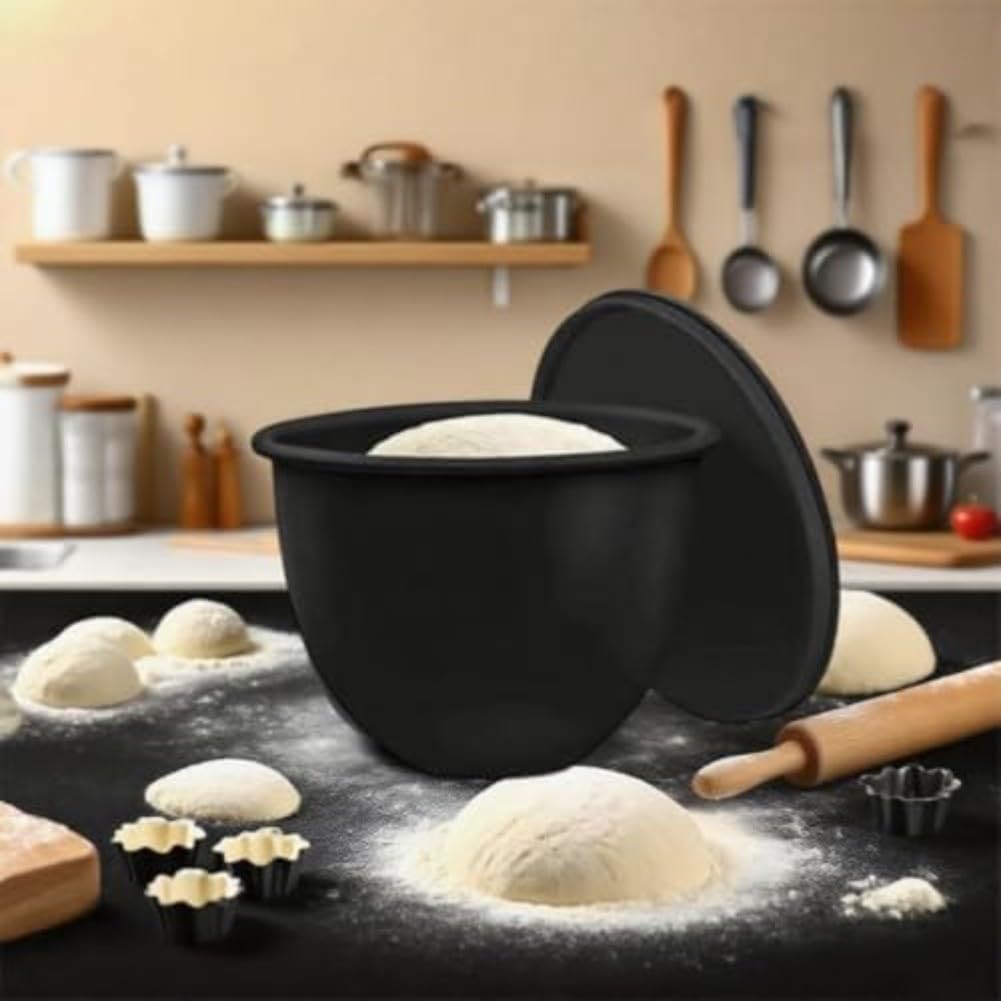 Silikon-Schüsseleinsatz-Set, für KitchenAid Standmixer, austauschbare Einsätze in Lebensmittelqualität, mit Ausgießer und Deckel, wiederverwendbar, spülmaschinen- und mikrowellengeeignet (schwarz)