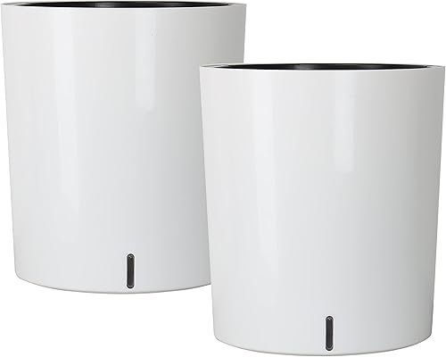 SAROSORA Macetas grandes redondas con autorriego de 12.5 pulgadas, paquete de 2 unidades para el hogar, jardín, patio, árbol alto (blanco, paquete