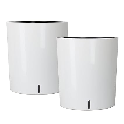 Large Round Self Watering Planter Pot 12.5'' 2-Pack for Home Garden Patio Tall Tree(White 2-Pack)