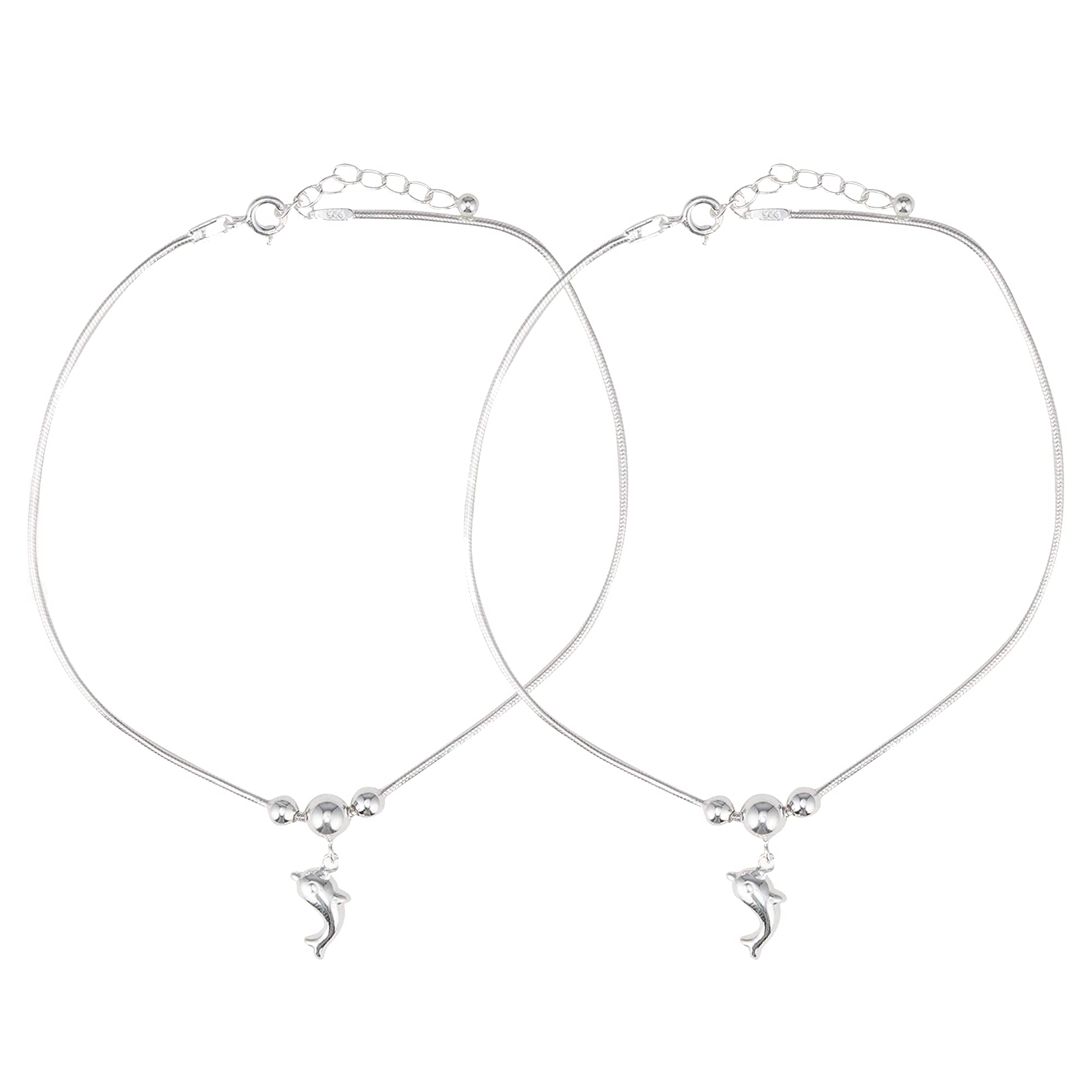 DHRUVS COLLECTION EXCLUSIVE 925 Pair of Pure Silver Dolphin Charms with 3 Moving Balls Anklet (PAYAL) Threaded Snake Pattern Anklet for Girls and Women - 11 Grams (B091FN9TZG) Amazon Price History, Amazon Price Tracker
