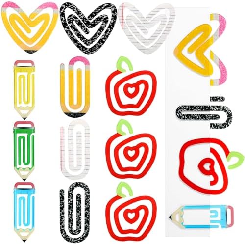 12 Pcs Jumbo Teacher Acrylic Paper Clips Pencil Paperclip Design ...