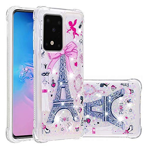 Samsung Galaxy A71 Case, 3D Glitter Quicksand Flowing Liquid Bling Sparkle Cute Clear Transparent TPU Gel Silicone Shockproof Cover Protective Case Girls Women for Samsung Galaxy A71 tower