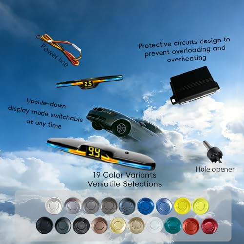 Image of Parking Sensor kit New Feature Rear with Selectable Distance in Feet, Bidirectional Display Options, and Customizable Numeric Orientation and There are 20 Color Probes to Choose from(Black)
