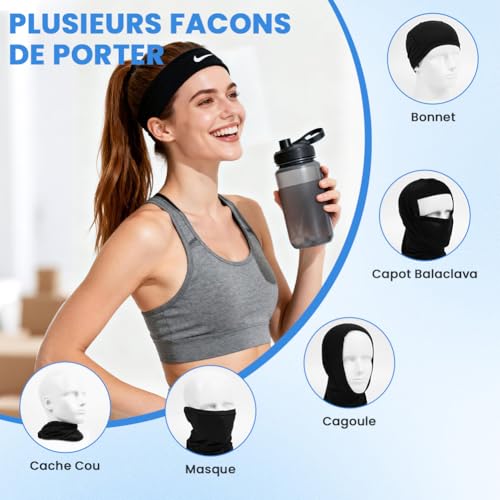 AOOWU Multifunción Bandana, 2 PCS Calentador de Cuello Deporte Calentador para Hombre y Mujer, Alta Elasticidad Polaina Térmica de Cuello Babero Cálido para Senderismo Moto Ciclismo Correr Aire Libre - imagen 4