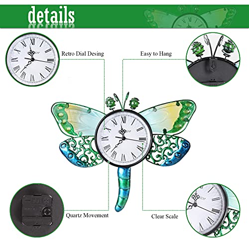 Mumtop Outdoor Clock - Outdoor Clocks Waterproof Wall Clock For Living Room Decor Indoor Exquisite Decoration (Dragonfly) #TOP3
