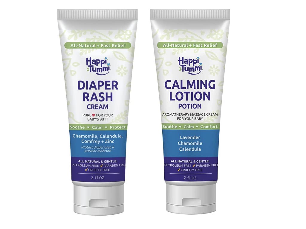 Happi Tummi Natural Organic Diaper Rash and Calming Baby Massage Lotion Potion Bundle : Baby