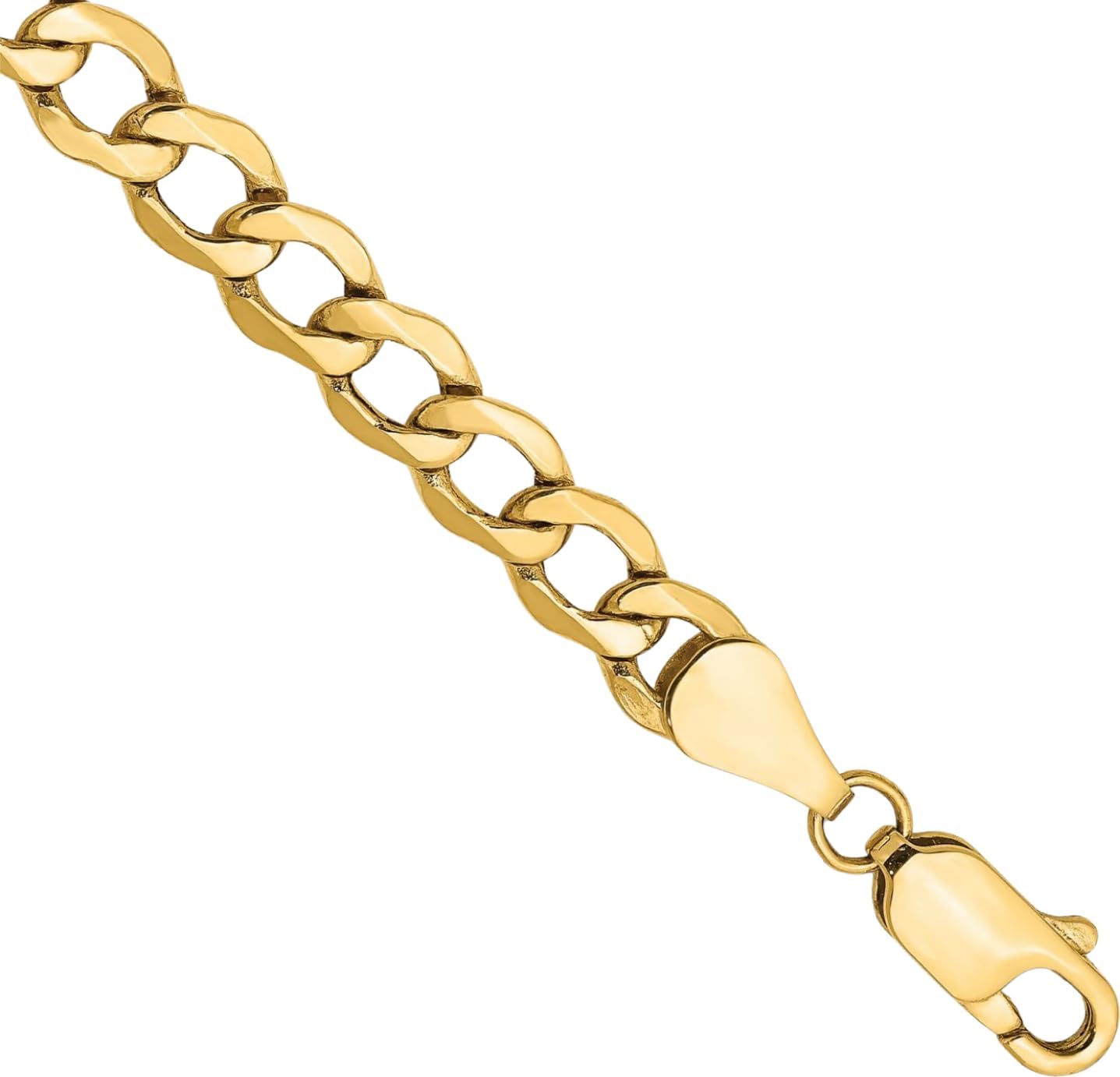 IceCarats 14K Yellow Gold 5.25mm Thick Curb Chain Link Bracelet, Polished