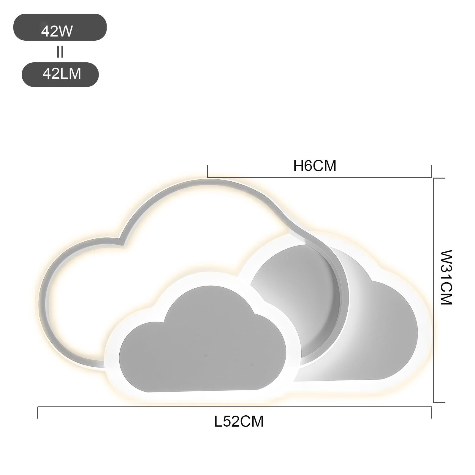 Plafoniera Led Soffitto, 42W Plafoniera Cameretta Bambini Dimmerabile, Lampadario Cameretta Creative Nuvola Lampade a Soffitto Cameretta Bambina per Soggiorno, Camera da Letto, Camera dei Bambini