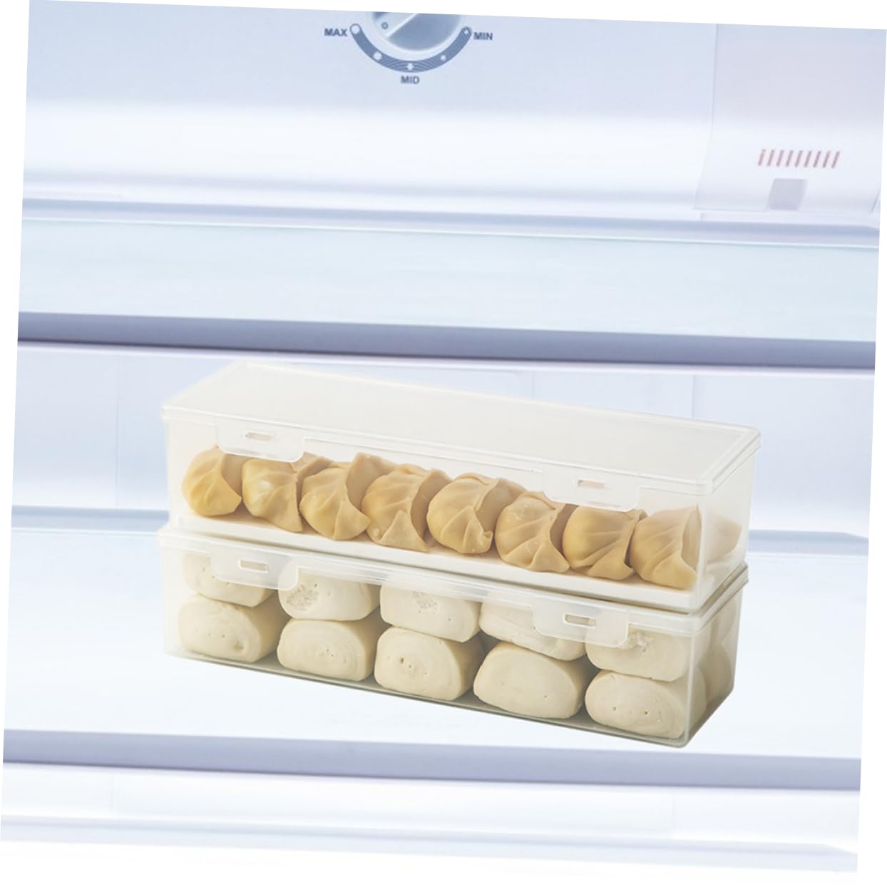Mikinona Set de 3 Cajas Rectangulares de Plástico para Refrigerador, Capacidad 1560ml, Tapa Sellada para Conservar Alimentos y Optimizar el Orden la Cocina