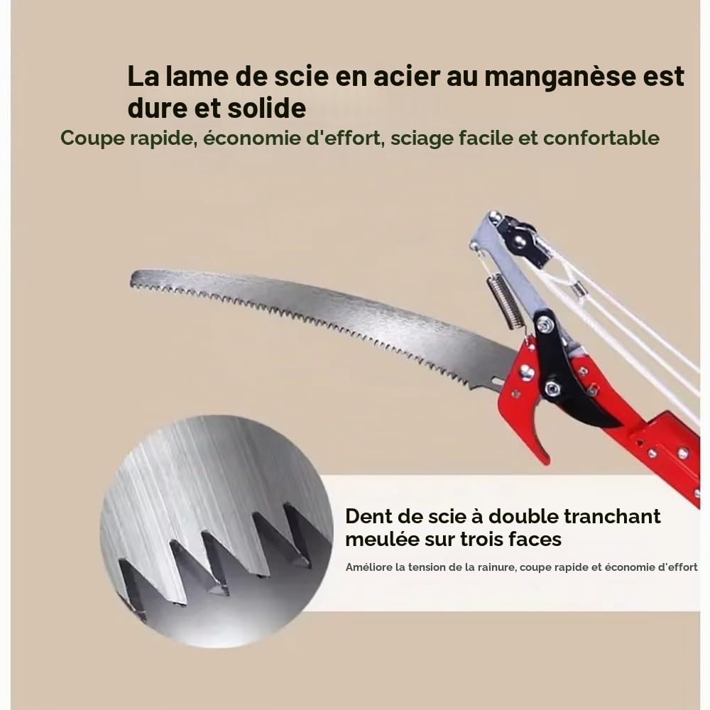 NEWFUN Scie d'élagage manuelle, réglable en hauteur sur 4 m, 1 scie pour 2 utilisations, Couper des arbres et des arbustes denses sans échelle, sécateur manuel pour branches hautes