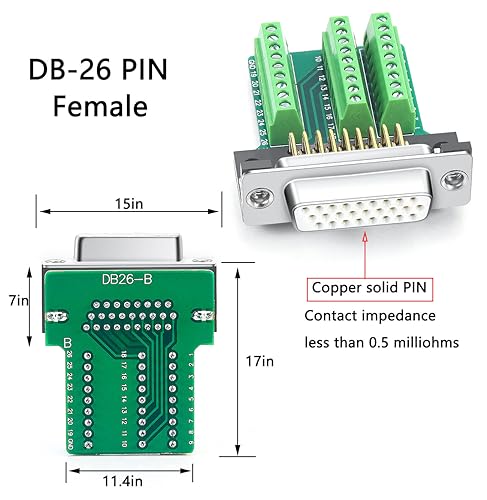 Conector DB26 Hembra sin soldadura con tornillos miniatura 3