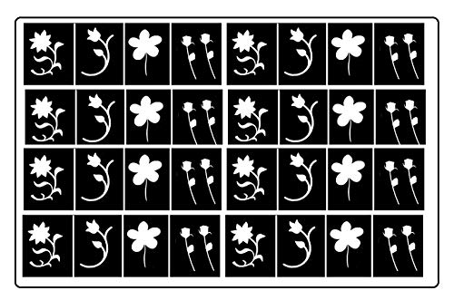 Flower Tattoo Stencil Collections (32 Tattoo Glitter Airbrush Stencil Flower c1)