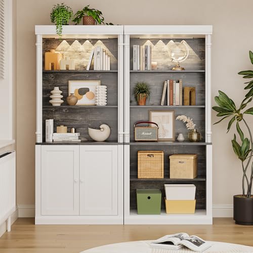 Elegant 71 Inch 5-Tier Bookcase with Double Doors – Roman