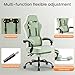 Sweetcrispy Computer Gaming Chair - High Back Ergonomic Desk Chair with Footrest and Lumbar Support, Height Adjustable Task Chair with Linkage Armrests and Headrest, 360° Swivel Wheels, Green