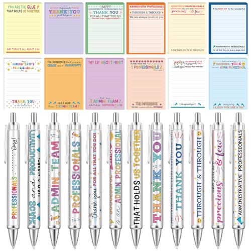 Resurhang 24 Pcs Administrative Professional Day Appreciation Gifts Notepads with Pens Administrative Assistant Gifts Sticky Notes Funny Ballpoint Gift for Coworker Employee Manager Coordinator