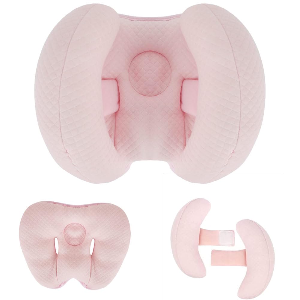 ITODA 2 in 1 Baby Travel Pillow Banana Shape Neck Support Pillow Adjustable Baby Neck Head Support Soft Sleeping Rest Pillow for Car Pushchair Stroller Travelling Sleeping 3 to 12 Month(pink)