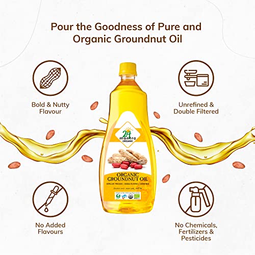 Image of 24 Mantra Organic Raw Peanut 500g and Unrefined Groundnut Oil /Moongphali ka Tel- 1 L (Pack of 2)