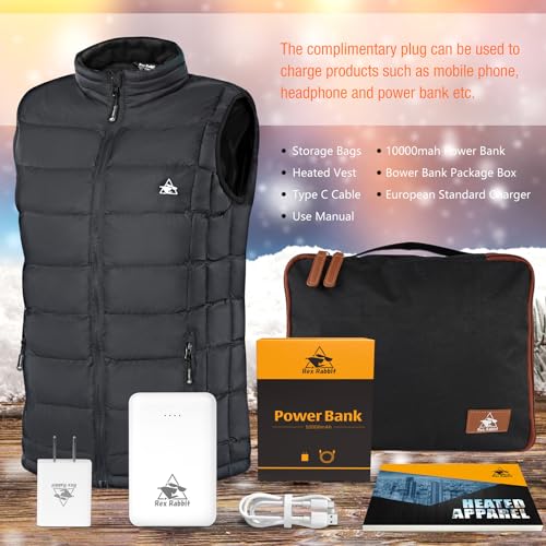 Image of Rex Rabbit Heated Vest for Men,Electric Vest for men 6 Heating Zones,Men Electric Heating Vest Battery Pack Plug Included
