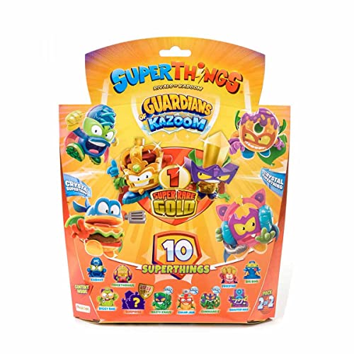 SUPERTHINGS RIVALS OF KABOOM Guardians of Kazoom – Pack de 10 SuperThings (Incluye 9 Superthings y 1 líder Dorado), Pack 1/2