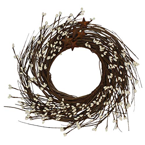 CVHOMEDECO. Primitives Rustic Pip Berries and Twig with Rusty Barn