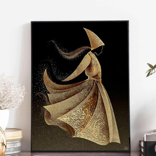 Tableau derviche tourneur or pour une déco de chambre zen