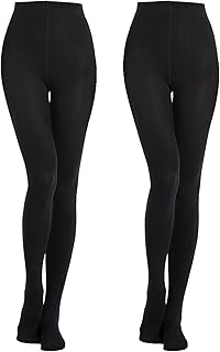 2 Pairs 400 Denier Black Tights Women's Thermal Warm Fleece Opaque Tights