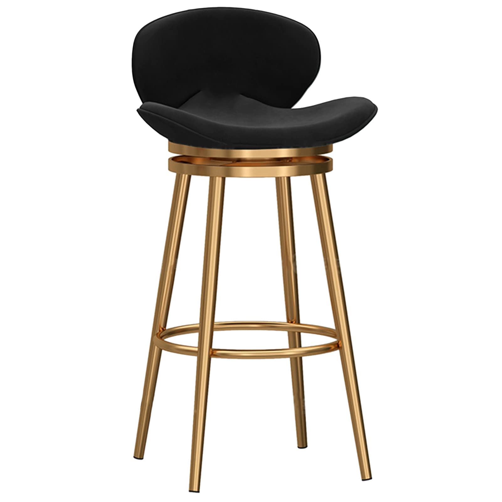 IUokLU Velvet Swivel Barstool with Butterfly Backrest and Footrest for Home Kitchen Counter Dining or Reception Area 75 cm Height Black Color