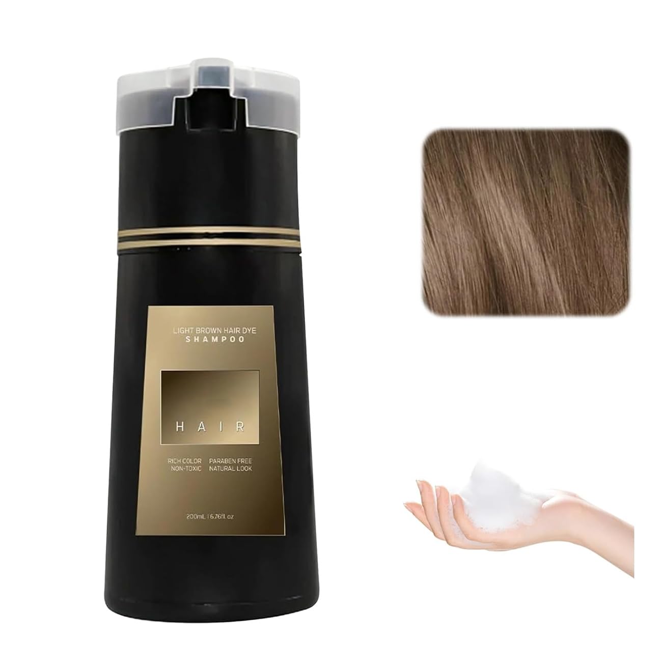 Nova Hair Instant Dye Shampoo,Refresh Hair Instant Herbal Coloring Shampoo,Natural Plant Hair Instant Dye Shampoo,Hair Color Shampoo for Gray Hair for Women and Men (Light Brown)