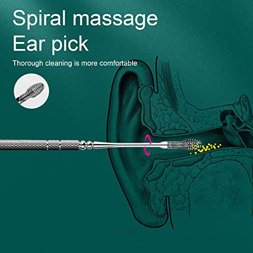 Ohrenschmalz Entferner,Ohrenreiniger,Ohrenreiniger Set,Edelstahl Spirale Ohrreiniger,Ohrlöffel,Ohrenschmalz entfernung/Ohrenreinigung, Ear Cleaner für Erwachsene,mit Aufbewahrungskiste(Silber)