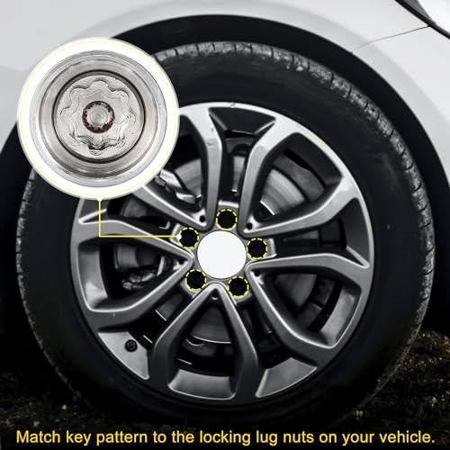 Image of uxcell Vehicle 1 Set 301 Wheel Lock Lug Nut Anti Theft Lug Nut Screw Removal Socket Key for Mercedes Benz Wheel Lock Key with Protector Nut Socket
