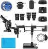 Microscope 3.5X-90X 180X Simul Focal Parfocal Double Arm Trinocular Stereo Microscope 4K HDMI Type C Set Microscope Camera