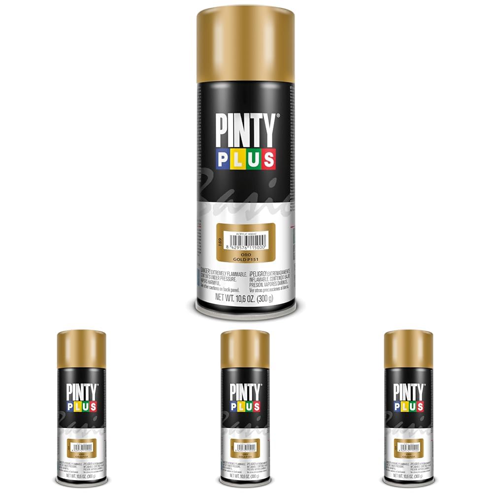 Pintura en spray oro P151 Pinty Plus Basic de 400 ml con secado rapido y alta cubricion