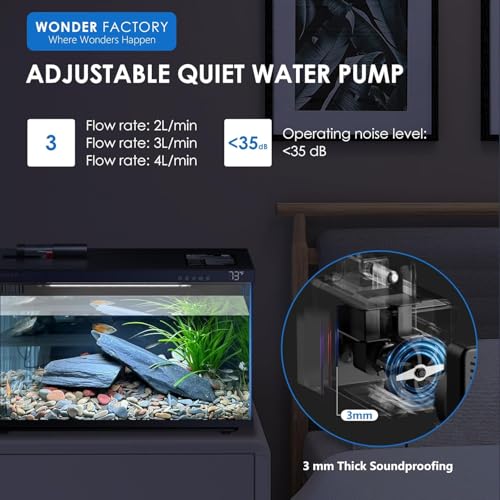Image of Smart Aquarium 5 Gallon Glass Fish Tank, Self Cleaning System Efficiency Filter 7 Color LED Lights Automatic Feeder Temperature Display Monitor HD UHA Glass, Smart Control with Apps