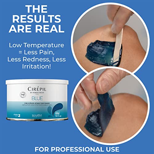 Cirepil - Blue - 400G / 14.11 Oz Wax Tin - All-Purpose & Unscented - Perfect For Sensitive Skin - Disposable Blue Wax Refill Bag - Fluid Gel Texture, Easy Removal, Peel-Off Wax - No Strips Needed #TOP5