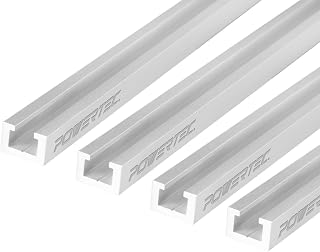 POWERTEC 71379-P4 Heavy Duty 48" Aluminum T-Track | Specialized T Slot Track Mounting for 3/8" Hex Bolt and POWERTEC T Bolt 1/4"-20 and 5/16"-18, 4 PK