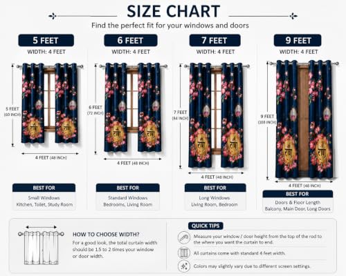 Image of Shri Radha HD Digital Eyelet Curtain| Temple Home Decor| 5Ft 1pc