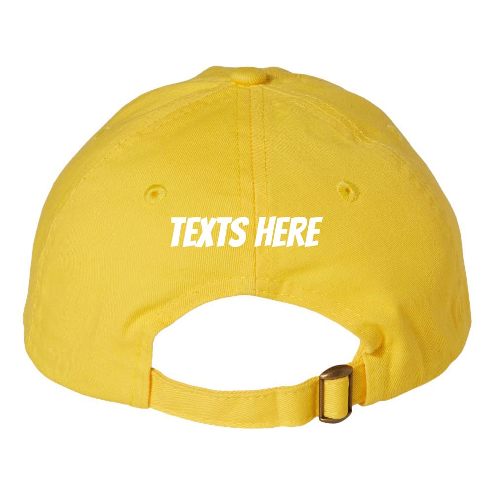 INK STITCH Unisex Vc300a Custom Stitching Logo Texts Monogrammed Cotton Baseball Caps (Yellow)