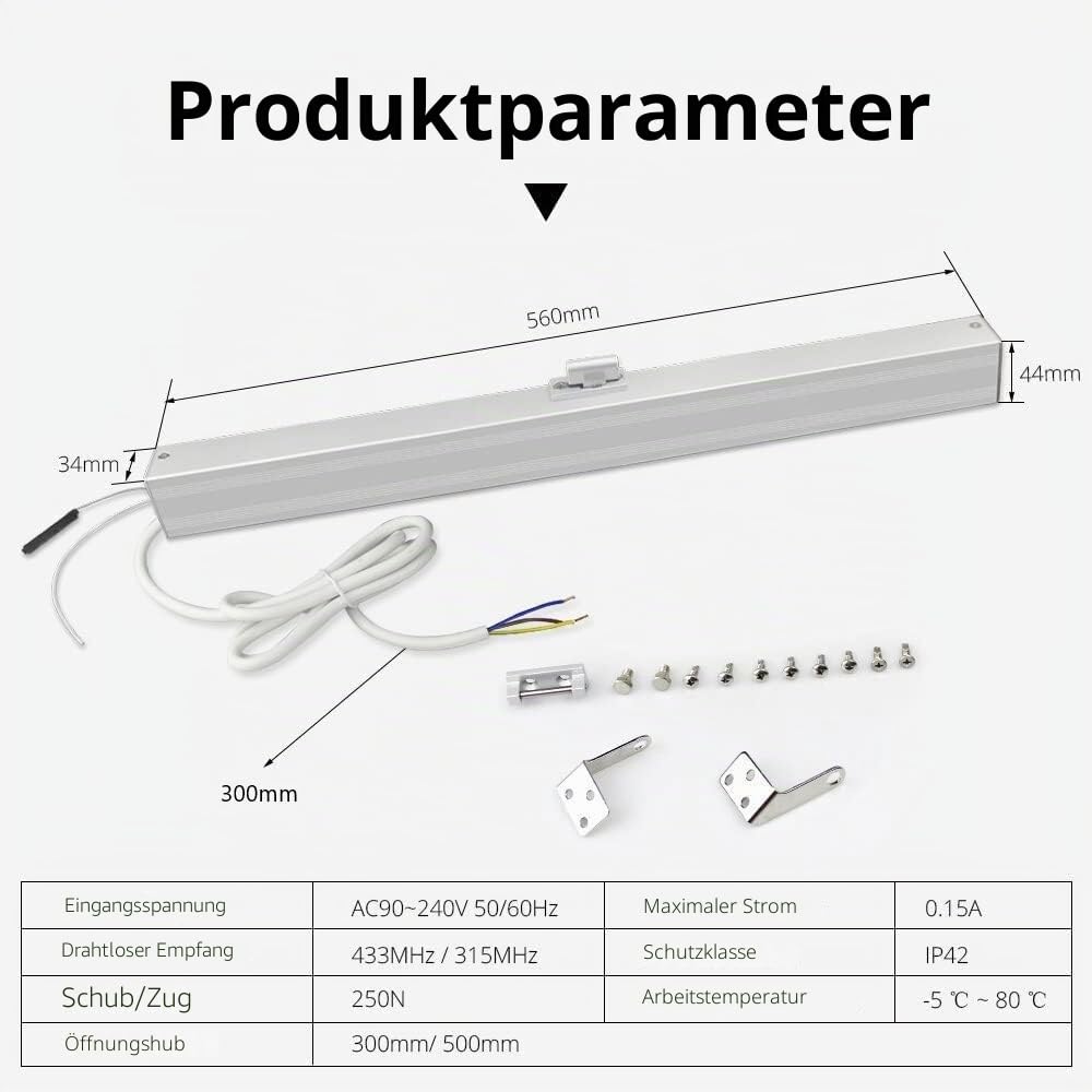 zemismart Zigbee Automatischer elektrischer Fensteröffner, intelligenter Kettenfensterschiebermotor, Fernbedienung funktioniert mit Homkeit ZMHK01/Matter M1 Hub(Fensteröffner,300mm)