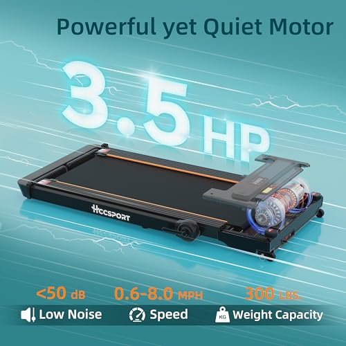 Image of Under Desk Incline Walking Pad Foldable Home Treadmill Removable Tray