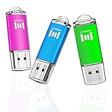 3 X mosDART 16GB Metal USB2.0 Flash Drive Bulk Thumb Drives with Led Indicator (Pink Blue Green,3Pack)