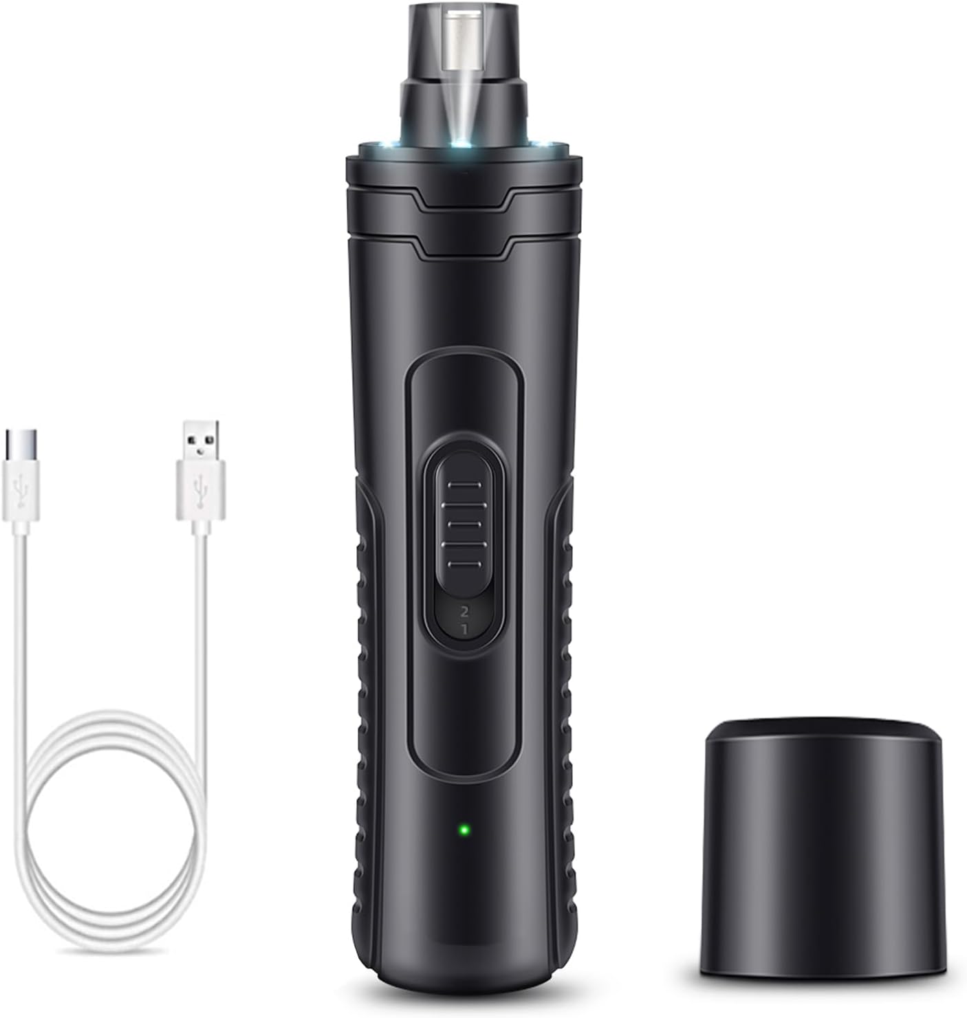 Canine Nail Grinder Quiet 2-Pace Pet Nail Grinder with 3 Led Lights and three Ports Rechargeable Electrical Canine Nail Trimmer for Giant and Small Canine/Cats and Small Animals Secure (Black)