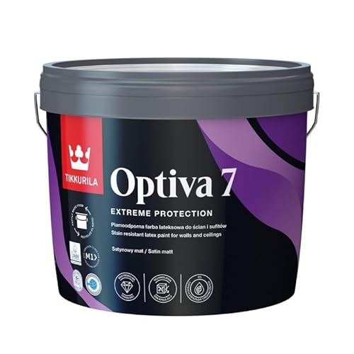 TIKKURILA Peinture murale pour plafond - Gris - Beige - Optiva satiné mat - Gris clair - 9 l