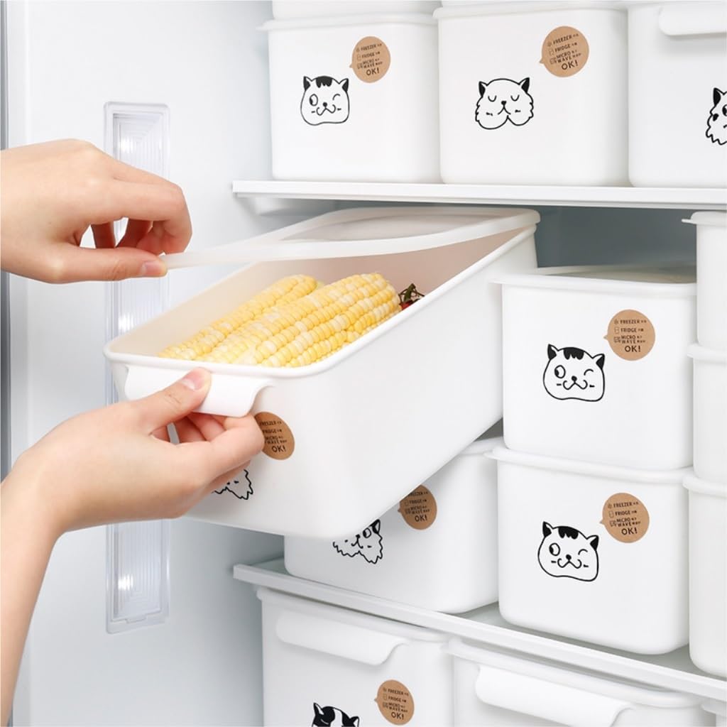 Frischhaltedosen Haushaltslebensmittel-Frischhaltebox, versiegelt mit Deckel, rechteckige Kühlschrankaufbewahrung, Frischhalte-Aufbewahrungsbox Organizer Kühlschrank ( Color : White , Size : 2.6L )